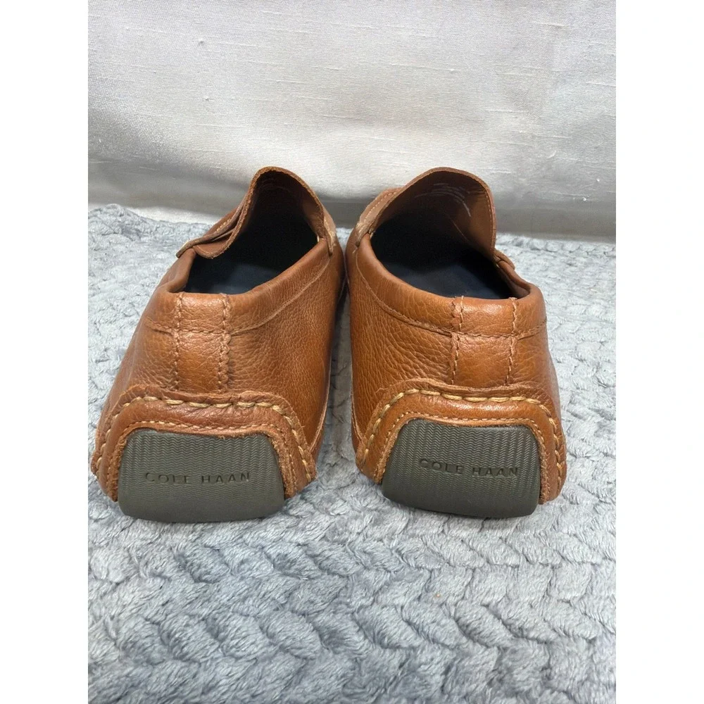 Cole Haan Gunnison Mens 9.5 M British Tan Pebbled Leather Driver Loafers C38480